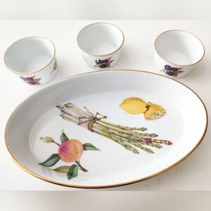 Royal Worcester Evesham Gold Oval Baking Dish & Three Ramekins